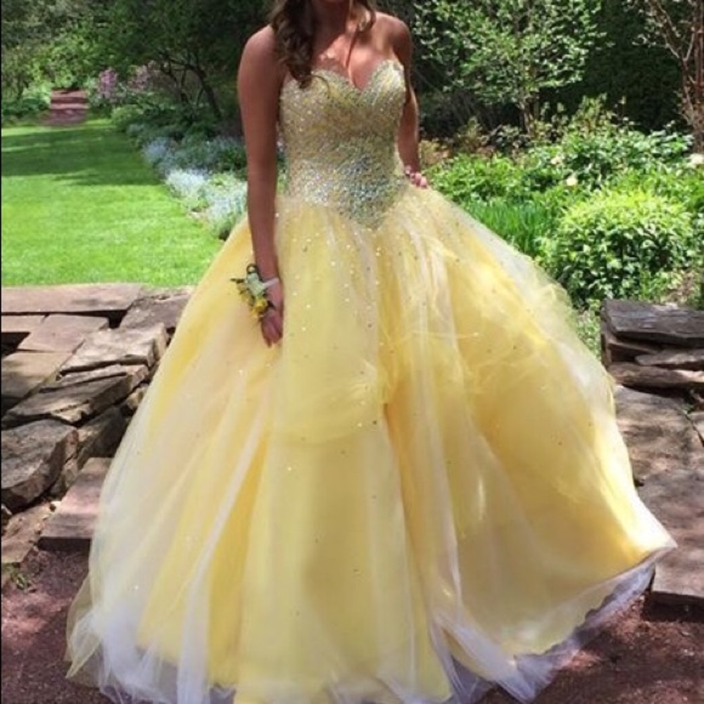 Ball Gown Canary yellow prom dress